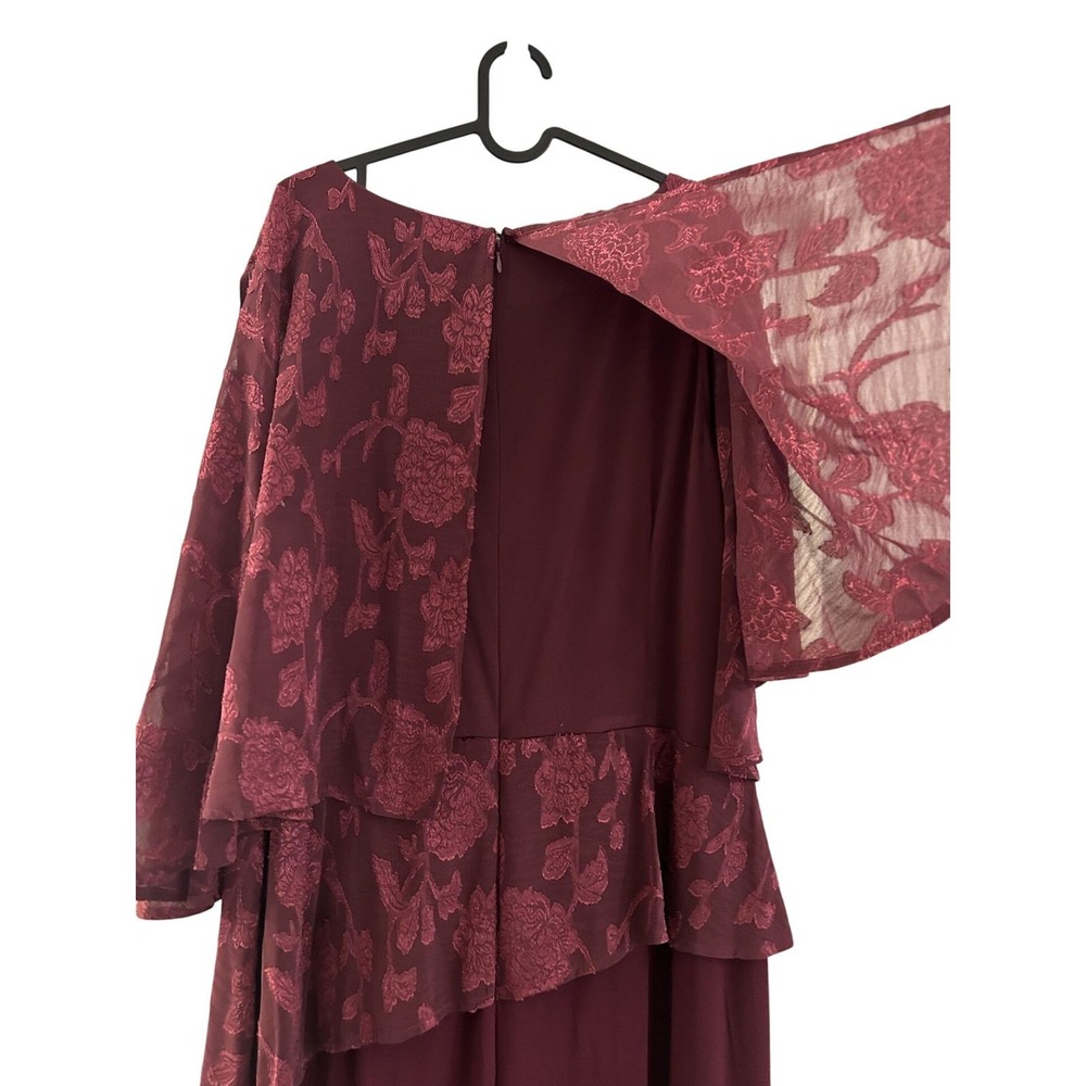 R&M Richards Premium Formal Jumpsuit Womens 18W Wine NWT Floral Lace Overlay - Picture 12 of 16